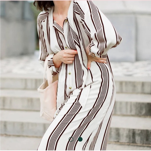 NWT Buru x Val Bow Housecoat Dress in Black & White Stripe Size 1X - Picture 2 of 6